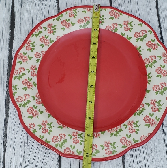 10"Pioneer Woman Plates Dinner Polka Dot Floral Edge Scalloped Edge - Picture 4 of 5